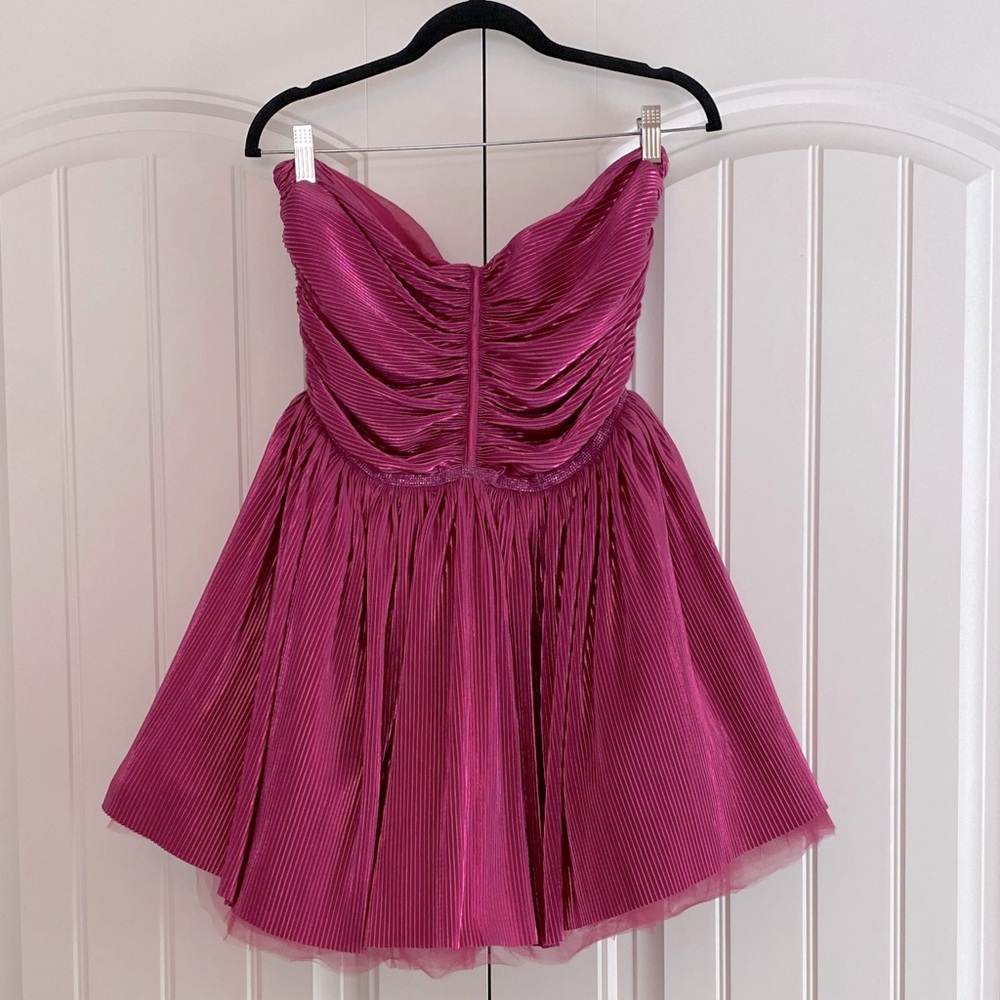 Bronx & Banco NWT Womens Florence Fuchsia Mini Dress Gold Zipper Tulle Size 8 US - Picture 3 of 16
